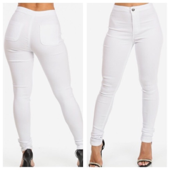 white stretchy jeans